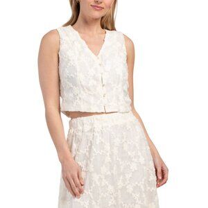 ENDLESS ROSE Off White Floral Embroidery Lace Vest